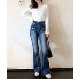 【mily bilet】脚、盛れすぎ注意！ポケットデザインストレッチフレアデニム | Classical Elf  | 詳細画像17 