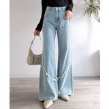 ブルー | 【mily bilet】ヴィンテージライクな脚盛れデニム♪ウエスタンライクフリン… | Classical Elf 