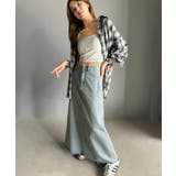 ブルー | 【mily bilet】上品なAライン。ビジューストーン付きフレアスカート | Classical Elf 