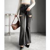 甘すぎないスリットで肌魅せ美脚。ウエストピコレースカットアウトリボン使いデニムパ… | Classical Elf  | 詳細画像14 