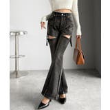 甘すぎないスリットで肌魅せ美脚。ウエストピコレースカットアウトリボン使いデニムパ… | Classical Elf  | 詳細画像15 