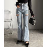 甘すぎないスリットで肌魅せ美脚。ウエストピコレースカットアウトリボン使いデニムパ… | Classical Elf  | 詳細画像17 