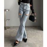 甘すぎないスリットで肌魅せ美脚。ウエストピコレースカットアウトリボン使いデニムパ… | Classical Elf  | 詳細画像18 