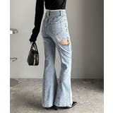 甘すぎないスリットで肌魅せ美脚。ウエストピコレースカットアウトリボン使いデニムパ… | Classical Elf  | 詳細画像23 