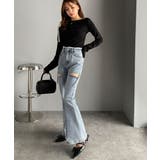 甘すぎないスリットで肌魅せ美脚。ウエストピコレースカットアウトリボン使いデニムパ… | Classical Elf  | 詳細画像24 