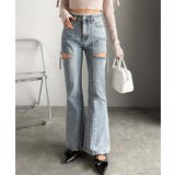 甘すぎないスリットで肌魅せ美脚。ウエストピコレースカットアウトリボン使いデニムパ… | Classical Elf  | 詳細画像27 