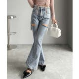 甘すぎないスリットで肌魅せ美脚。ウエストピコレースカットアウトリボン使いデニムパ… | Classical Elf  | 詳細画像28 