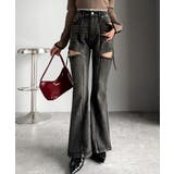 甘すぎないスリットで肌魅せ美脚。ウエストピコレースカットアウトリボン使いデニムパ… | Classical Elf  | 詳細画像2 