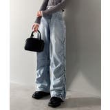 ブルー | 「あのデニム、超かわいい…！」街で振り返られるトレンドデザイン。サイドギャザーウ… | Classical Elf 