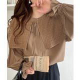 ブラウン | 取り外し可能なビッグレース衿3wayキャンディスリーブブラウス | Classical Elf