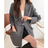 チャコールグレー | 軽やかで大人可愛い。リネンライクリボンストラップ付きテーラージャケット | Classical Elf