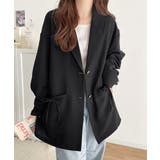 ブラック | 軽やかで大人可愛い。リネンライクリボンストラップ付きテーラージャケット | Classical Elf