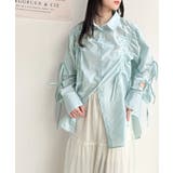 大人カジュアルに高級感をプラス。ロゴブローチ付きドロストリボンビッグシャツ | Classical Elf  | 詳細画像16 