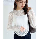 着るだけでおしゃれ度UP!シアージャガード総レースサイドサテンリボントップス | Classical Elf | 詳細画像4