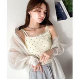 １枚で今っぽデザイン。小花柄ダブルストラップリボンカップ付きレースキャミソール | Classical Elf  | 詳細画像49 