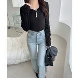 【mily bilet】華やかさと可愛さを1枚で。花柄レース使い袖ギャザーヘンリ… | Classical Elf  | 詳細画像7 