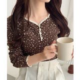 【mily bilet】華やかさと可愛さを1枚で。花柄レース使い袖ギャザーヘンリ… | Classical Elf  | 詳細画像14 