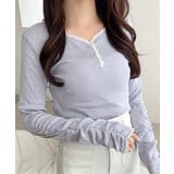 【mily bilet】華やかさと可愛さを1枚で。花柄レース使い袖ギャザーヘンリ… | Classical Elf  | 詳細画像27 