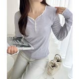 【mily bilet】華やかさと可愛さを1枚で。花柄レース使い袖ギャザーヘンリ… | Classical Elf  | 詳細画像32 