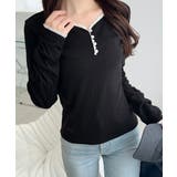 【mily bilet】華やかさと可愛さを1枚で。花柄レース使い袖ギャザーヘンリ… | Classical Elf  | 詳細画像5 