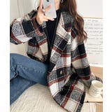 起毛ブークレチェック柄コクーンシルエットダブルジャケットコート | Classical Elf  | 詳細画像9 