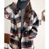 起毛ブークレチェック柄コクーンシルエットダブルジャケットコート | Classical Elf  | 詳細画像12 