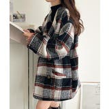 起毛ブークレチェック柄コクーンシルエットダブルジャケットコート | Classical Elf  | 詳細画像16 