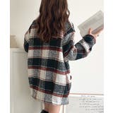 起毛ブークレチェック柄コクーンシルエットダブルジャケットコート | Classical Elf  | 詳細画像17 