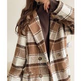 起毛ブークレチェック柄コクーンシルエットダブルジャケットコート | Classical Elf  | 詳細画像20 