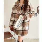 起毛ブークレチェック柄コクーンシルエットダブルジャケットコート | Classical Elf  | 詳細画像23 