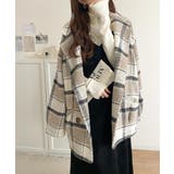 起毛ブークレチェック柄コクーンシルエットダブルジャケットコート | Classical Elf  | 詳細画像1 
