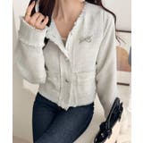 きらめく魔法に甘さを添えて♪リボンブローチ使い長袖ラメ入りツイードジャケット | Classical Elf  | 詳細画像9 