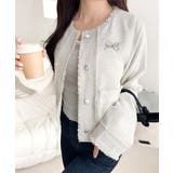 きらめく魔法に甘さを添えて♪リボンブローチ使い長袖ラメ入りツイードジャケット | Classical Elf  | 詳細画像13 