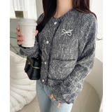 きらめく魔法に甘さを添えて♪リボンブローチ使い長袖ラメ入りツイードジャケット | Classical Elf  | 詳細画像15 