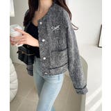 きらめく魔法に甘さを添えて♪リボンブローチ使い長袖ラメ入りツイードジャケット | Classical Elf  | 詳細画像18 