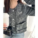 きらめく魔法に甘さを添えて♪リボンブローチ使い長袖ラメ入りツイードジャケット | Classical Elf  | 詳細画像19 