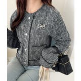 きらめく魔法に甘さを添えて♪リボンブローチ使い長袖ラメ入りツイードジャケット | Classical Elf  | 詳細画像23 