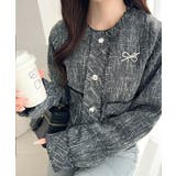 きらめく魔法に甘さを添えて♪リボンブローチ使い長袖ラメ入りツイードジャケット | Classical Elf  | 詳細画像24 
