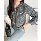 きらめく魔法に甘さを添えて♪リボンブローチ使い長袖ラメ入りツイードジャケット | Classical Elf  | 詳細画像25 