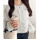 きらめく魔法に甘さを添えて♪リボンブローチ使い長袖ラメ入りツイードジャケット | Classical Elf  | 詳細画像1 