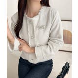 きらめく魔法に甘さを添えて♪リボンブローチ使い長袖ラメ入りツイードジャケット | Classical Elf  | 詳細画像3 