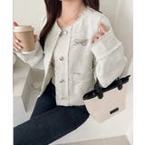 きらめく魔法に甘さを添えて♪リボンブローチ使い長袖ラメ入りツイードジャケット | Classical Elf  | 詳細画像5 