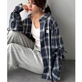 ネイビー | 【mily bilet】アレンジ自在！2wayオフショルチェック柄襟シャツ（長袖… | Classical Elf 