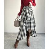 ブラック | 旬のレイヤード風スタイルが楽しめる！シャツ巻き風チェック柄スカート | Classical Elf 