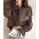 ダークブラウン | 【mily bilet】クラシカルさとモダンさを両立。花刺繍ケープブラウス | Classical Elf 