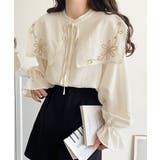 【mily bilet】クラシカルさとモダンさを両立。花刺繍ケープブラウス | Classical Elf  | 詳細画像1 