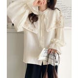 【mily bilet】クラシカルさとモダンさを両立。花刺繍ケープブラウス | Classical Elf  | 詳細画像4 