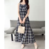 ネイビーチェック | 【mily bilet】春夏に映える♪ビッグリボンチェック柄ティアードワンピース… | Classical Elf 