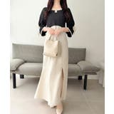 ブラック×ベージュ | 【mily bilet】さりげないスリットにきゅん♪袖リボン付き配色パイピング異… | Classical Elf 