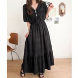 ブラック | 【mily bilet】1枚で華やぐ♪揺れ感シアーフリルリボンプリーツロングワン… | Classical Elf 